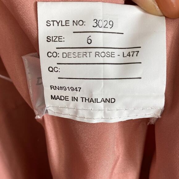 DESSY COLLECTION Diamond Cutout Back Trumpet Gown in Desert Rose - Picture 7 of 10